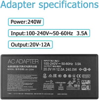 IPWRPRO 240W Laptop Töltő ASUS TUF Gaming A15/A17 és F15/F17 Sorozathoz - Kompatibilis ADP-240EB B Modellekkel - Vezetékes Adapter 4