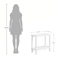 IRCPEN LET511W Drevený príručný stolík, 2-úrovňový konferenčný stolík, nočný stolík, biely, 60x30x58 cm, s úložným priestorom, do obývačky, spálne, na balkón, obdĺžnikový 2