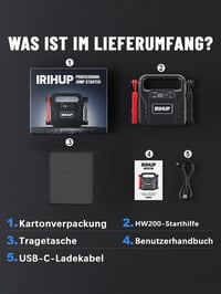 IRIHUP 4000A Autó Indítóakkumulátor 12V Hordozható Jumper Starter USB Töltő 8