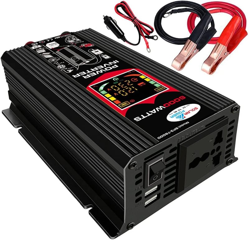 Iriisy 6000W Autós Feszültségátalakító 12V 220V Inverter 2 USB Porttal Lakóautóhoz Hűtőszekrényhez Számítógéphez