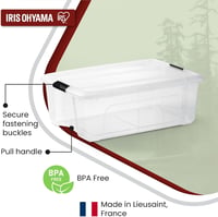 Iris Ohyama 30L Tárolódoboz Fedéllel 6 db Szett, Átlátszó, Ruhaneműtartó 4