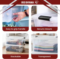 Iris Ohyama 30L Tárolódoboz Fedéllel 6 db Szett, Átlátszó, Ruhaneműtartó 5