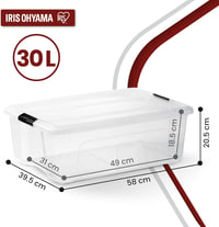 Iris Ohyama 30L Tárolódoboz Fedéllel 6 db Szett, Átlátszó, Ruhaneműtartó 3