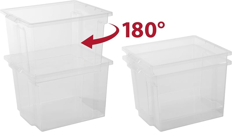 Iris Ohyama 30L Tárolódoboz Szett 6 db Átlátszó Műanyag Stackable