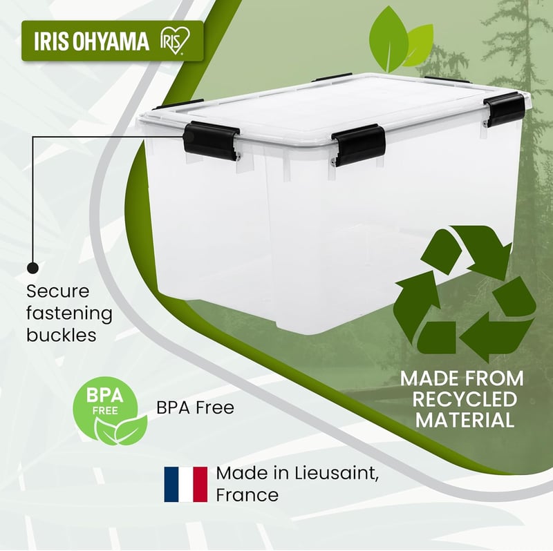 Iris Ohyama 45L Légmentes Tárolódoboz Szett 4 db Átlátszó Vízálló Záródás - 45L x4, Transparent