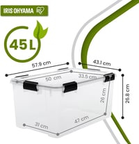 Iris Ohyama 45L Légmentes Tárolódoboz Szett 4 db Átlátszó Vízálló Záródás - 45L x4, Transparent 2