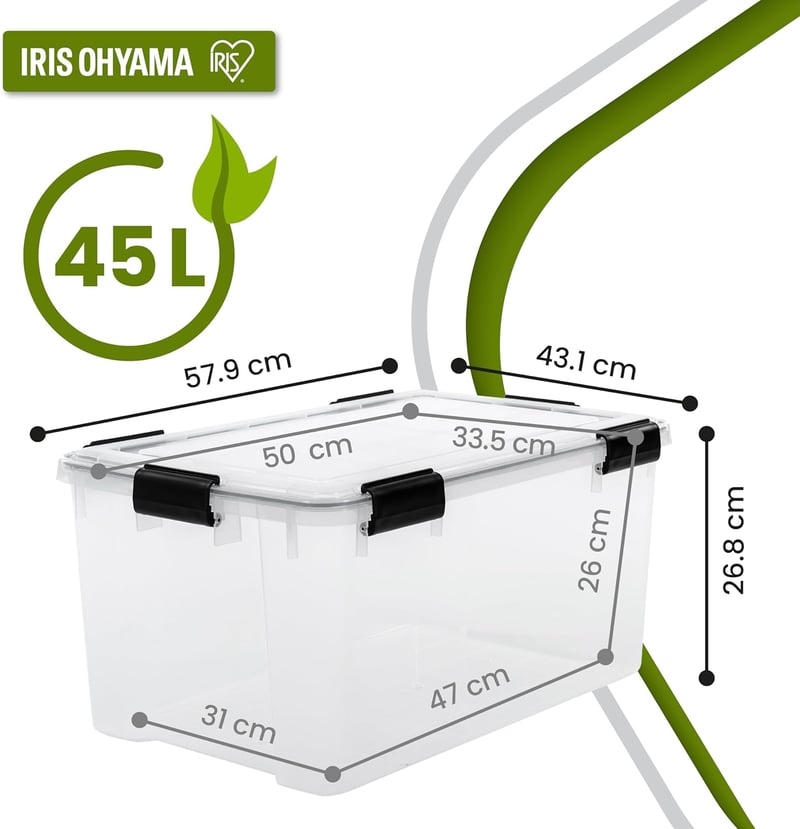 Iris Ohyama 45L Légmentes Tárolódoboz Szett 4 db Átlátszó Vízálló Záródás - 45L x4, Transparent