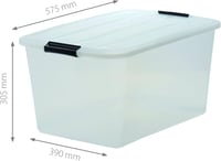 Iris Ohyama 45L Tárolódoboz Szett 2db Átlátszó Rögzítővel Rakható - 45L, Set of 2 3