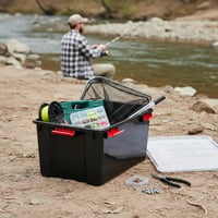 Iris Ohyama 50L Tárolódoboz Szett 4 db Fekete Vízálló Záras Fedéllel Stackelhető - Black, 50L x4 6