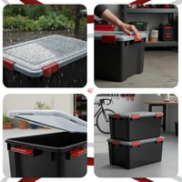 Iris Ohyama 50L Tárolódoboz Szett 4 db Fekete Vízálló Záras Fedéllel Stackelhető - Black, 50L x4 5