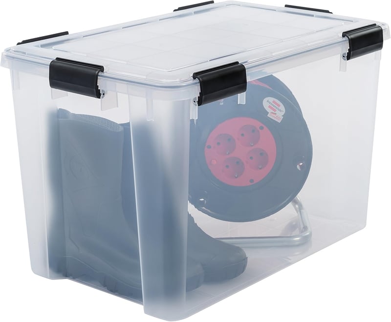 Iris Ohyama 70L Légmentes Tárolódoboz Szett 2db Átlátszó Vízálló Pakolható - 70L x2, Transparent