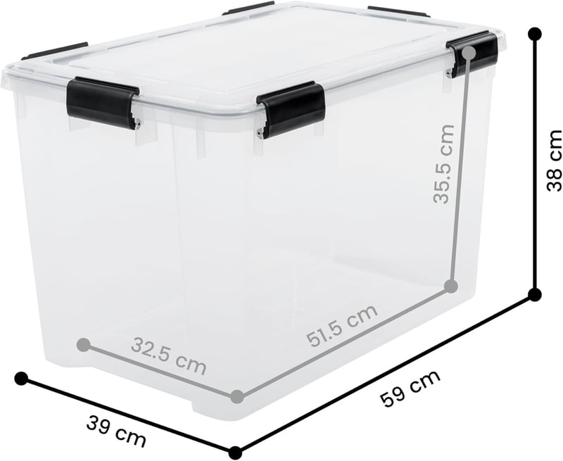 Iris Ohyama 70L Légmentes Tárolódoboz Szett 2db Átlátszó Vízálló Pakolható - 70L x2, Transparent