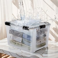 Iris Ohyama 70L Légmentes Tárolódoboz Szett 2db Átlátszó Vízálló Pakolható - 70L x2, Transparent 5