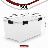 Iris Ohyama AT-L Hermetička plastična kutija za pohranu s poklopcem, 50 L, set od 4 komada, prozirna, vodootporno zatvaranje na kopče, složiva, otporna na prašinu, bez BPA 2