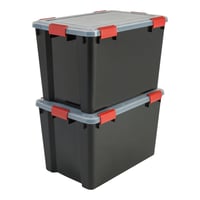 Cutie de depozitare ermetică din plastic Iris Ohyama AT-LD cu capac, 70L, 2 buc., Negru, Închidere cu clips etanșă, Stivuibilă, Fără BPA 1
