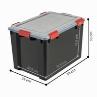 Cutie de depozitare ermetică din plastic Iris Ohyama AT-LD cu capac, 70L, 2 buc., Negru, Închidere cu clips etanșă, Stivuibilă, Fără BPA 8