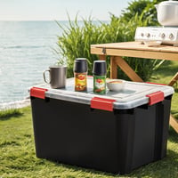 Cutie de depozitare ermetică din plastic Iris Ohyama AT-LD cu capac, 70L, 2 buc., Negru, Închidere cu clips etanșă, Stivuibilă, Fără BPA 4