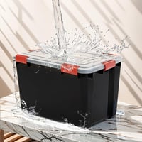 Cutie de depozitare ermetică din plastic Iris Ohyama AT-LD cu capac, 70L, 2 buc., Negru, Închidere cu clips etanșă, Stivuibilă, Fără BPA 3