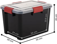 Iris Ohyama AT-SD Hermetična plastična kutija za pohranu s poklopcem, 20 L, 3 komada, crna, vodootporno zatvaranje na kopče, složiva, otporna na prašinu, bez BPA 7
