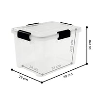 Set 3 Cutii de Depozitare din Plastic Iris Ohyama AT-SD, Etanșe cu Capac, 20 L, Transparent, Închidere Ermetică, Cleme Antiderapante, Stivuibile 8