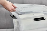 Set 3 Cutii de Depozitare din Plastic Iris Ohyama AT-SD, Etanșe cu Capac, 20 L, Transparent, Închidere Ermetică, Cleme Antiderapante, Stivuibile 9