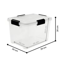 Set 3 Cutii de Depozitare din Plastic Iris Ohyama AT-SD, Etanșe cu Capac, 20 L, Transparent, Închidere Ermetică, Cleme Antiderapante, Stivuibile 5