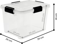 Iris Ohyama AT-SD Hermetička plastična kutija za pohranu s poklopcem, 20 L, set od 6 komada, prozirna, vodootporno zatvaranje na kopče, složiva, otporna na prašinu, bez BPA 10