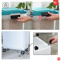 Iris Ohyama ATS-L Vzduchotesný zásobník na krmivo pre psov s kolieskami, 40 l/15 kg, káčacia modrá, bez BPA, pre psov a mačky 5