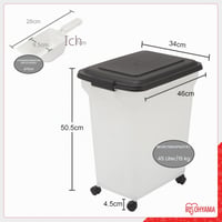Vzduchotesný zásobník na krmivo pre psov Iris Ohyama ATS-L s kolieskami, 45 l / 15 kg, čierny, nádoba na suché krmivo s lopatkou, bez BPA, pre psov a mačky 3