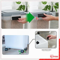 Iris Ohyama ATS-M Vzduchotesný zásobník na krmivo pre psov s kolieskami, 18 l/7 kg, sivý, nádoba na suché krmivo bez BPA s lopatkou, pre psov a mačky 5