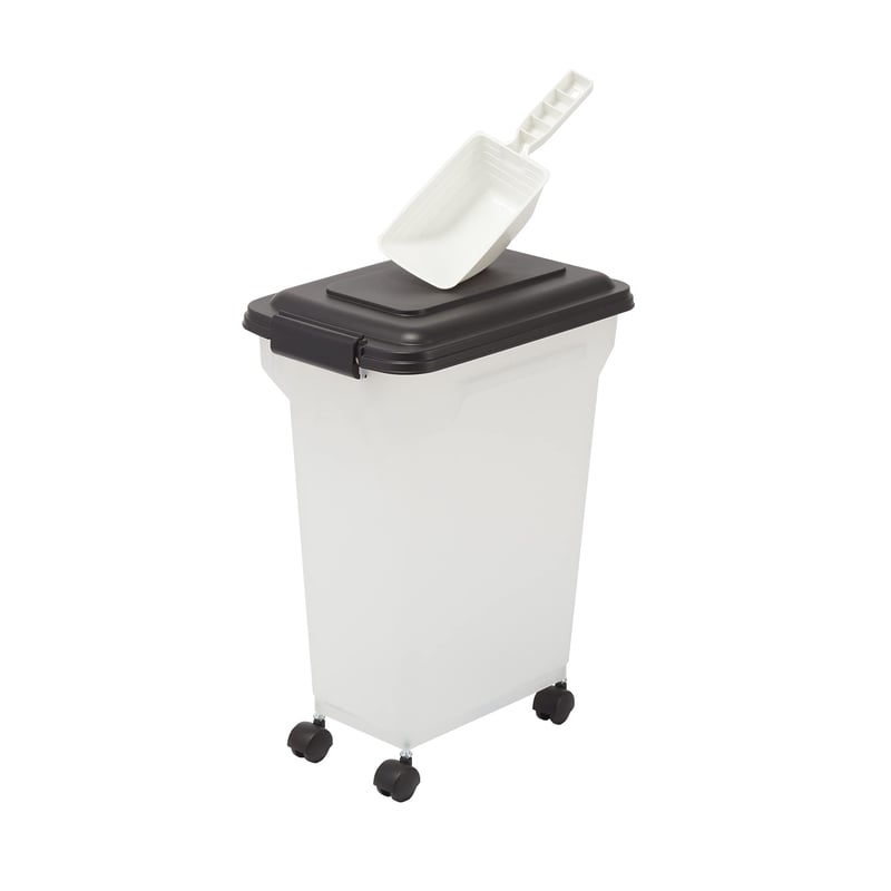 Iris Ohyama ATS-M hermetički spremnik za hranu za pse s kotačićima, 18L/7kg, crni, posuda za suhu hranu bez BPA s lopaticom, za pse i mačke