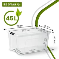 Iris Ohyama BSB-45 Plastična kutija za pohranu s poklopcem 45L, set od 3 komada, prozirna, 98% reciklirana plastika, s kopčama za zatvaranje i ručkom 2