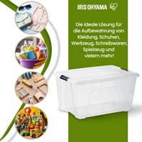 Iris Ohyama BSB-50 Úložný box s vekom, 45 l, sada 4 ks, priehľadný, stohovateľný, s úchytkami, plast bez obsahu BPA, spálňa, kancelária 5