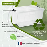 Iris Ohyama BSB-50 Úložný box s vekom, 45 l, sada 4 ks, priehľadný, stohovateľný, s úchytkami, plast bez obsahu BPA, spálňa, kancelária 4