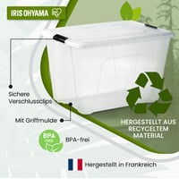 Iris Ohyama BSB-55 Kutija za pohranu s poklopcem, 55L, set od 4 komada, prozirna, složiva, s ručkama, plastika bez BPA, za spavaću sobu, ured 3