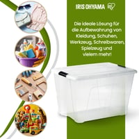 Iris Ohyama BSB-55 Kutija za pohranu s poklopcem, 55L, set od 4 komada, prozirna, složiva, s ručkama, plastika bez BPA, za spavaću sobu, ured 5