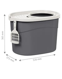 Iris Ohyama TECL-20 Litieră Închisă pentru Pisici cu Lopățică, Deschidere Superioară, Dimensiune Mare, 46L, Gri, Fără BPA, Curățare Ușoară, Pentru Pisici de până la 7 kg 7
