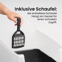 Iris Ohyama CLH-12 WC za mačke s lopaticom, siva, XXL, otvoreni, s odvojivim rubom, bez BPA, za velike mačke i mačiće 5