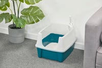 Litieră pentru pisici Iris Ohyama CLH-12 XXL cu lopățică, albastru, deschisă, cu margine înaltă detașabilă, fără BPA, pentru pisici mari, până la 7 kg 6