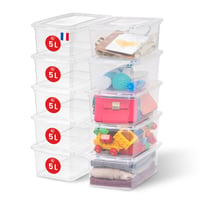 Iris Ohyama CNL-5 Prozirna plastična kutija za pohranu 5L – set od 10 komada, slaganje jedna na drugu, jednostavno zatvaranje, za odjeću, igračke, obuću 1