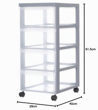 Plastová komoda Iris Ohyama DC-004 s kolieskami, 4 ploché zásuvky, sivá, formát A4, bez BPA, do spálne, kúpeľne, kancelárie 3