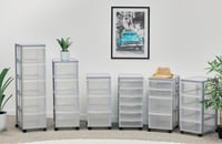Plastová komoda Iris Ohyama DC-004 s kolieskami, 4 ploché zásuvky, sivá, formát A4, bez BPA, do spálne, kúpeľne, kancelárie 7