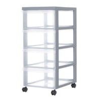 Plastová komoda Iris Ohyama DC-004 s kolieskami, 4 ploché zásuvky, sivá, formát A4, bez BPA, do spálne, kúpeľne, kancelárie 8