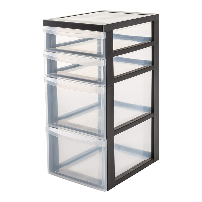 Iris Ohyama DC-322 komoda s ladicama na kotačiće, 4 ladice (2x15L + 2x7L), crna, organizator za ured i kupaonicu s kotačima