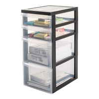 Iris Ohyama DC-322 komoda s ladicama na kotačiće, 4 ladice (2x15L + 2x7L), crna, organizator za ured i kupaonicu s kotačima 3