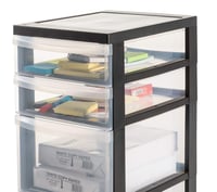 Iris Ohyama DC-322 komoda s ladicama na kotačiće, 4 ladice (2x15L + 2x7L), crna, organizator za ured i kupaonicu s kotačima 4