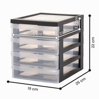 Iris Ohyama DC-A5 4, set od 2 stolna ladičara, crna, ergonomska ručka, 26x19x22 cm, plastični organizator s ladicama 3