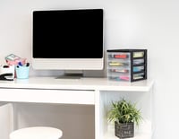 Iris Ohyama DC-A5 4, set od 2 stolna ladičara, crna, ergonomska ručka, 26x19x22 cm, plastični organizator s ladicama 2