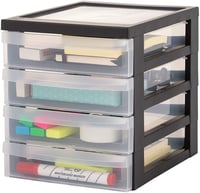 Iris Ohyama DC-A5 4, set od 2 stolna ladičara, crna, ergonomska ručka, 26x19x22 cm, plastični organizator s ladicama 6