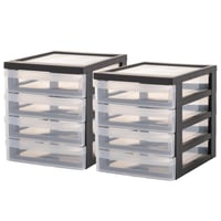 Iris Ohyama DC-A5 4, set od 2 stolna ladičara, crna, ergonomska ručka, 26x19x22 cm, plastični organizator s ladicama 1